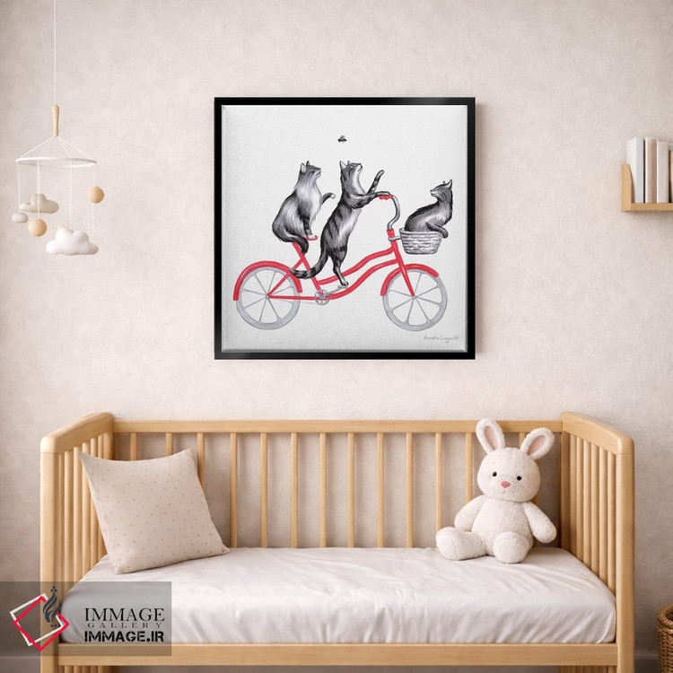 تابلو دکوراتیو گربه ها روی دوچرخه اثر آملی لگو - D2B