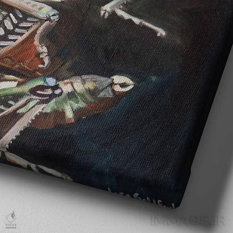 تابلو دکوراتیو تهاجم ملخ ها اثر لیزا گلدفارب - نمای نزدیک بافت بوم