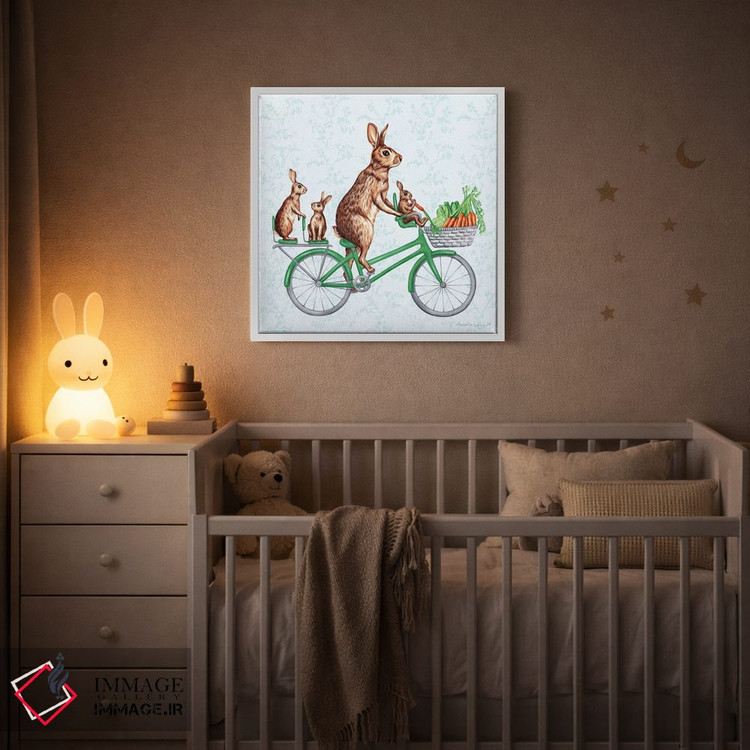 تابلو دکوراتیو خرگوش ها روی دوچرخه اثر آملی لگو - D2W