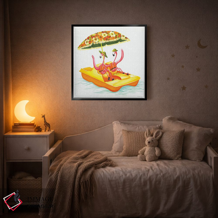 تابلو دکوراتیو فلامینگوها در قایق پدالی اثر آملی لگو - D5B