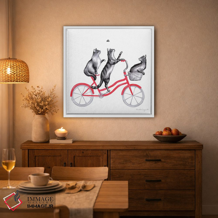 تابلو دکوراتیو گربه ها روی دوچرخه اثر آملی لگو - D4W