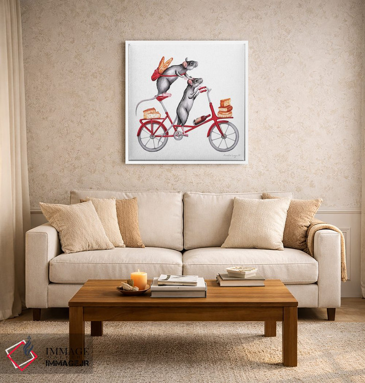 تابلو دکوراتیو موش ها روی دوچرخه اثر آملی لگو - D5W