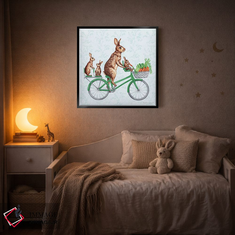 تابلو دکوراتیو خرگوش ها روی دوچرخه اثر آملی لگو - D4B