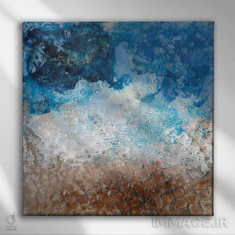 تابلو انتزاعی پره کوسه ۱ اثر آلیشیا لانگلی - نمای روبهرو روی دیوار