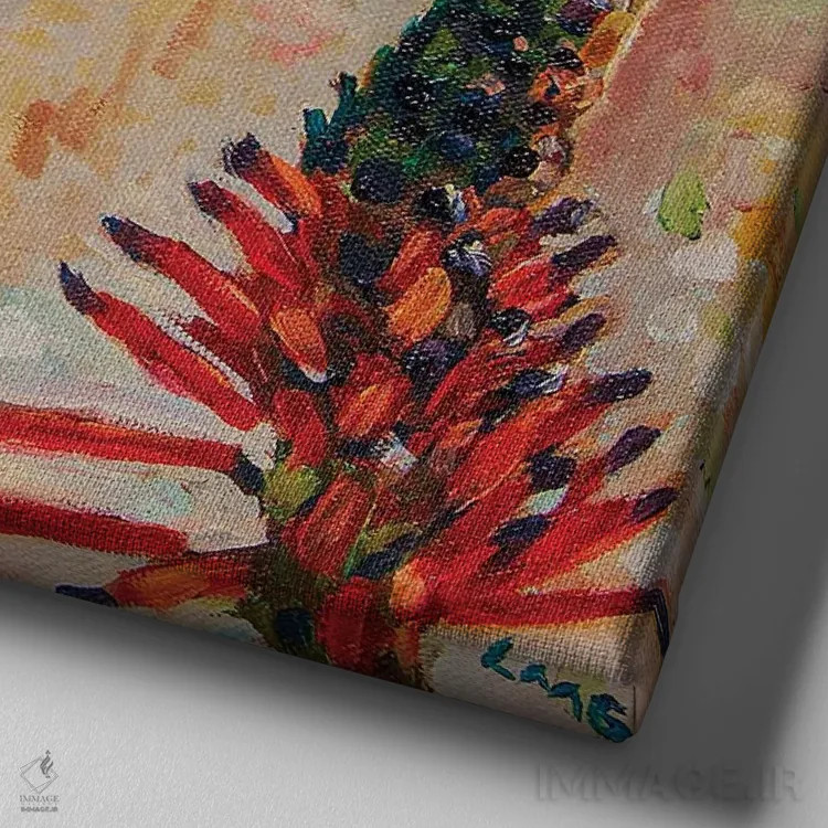 تابلو دکوراتیو مرغ مگس خوار آنا در سانتا مونیکا اثر لیزا گلدفارب - نمای نزدیک بافت بوم