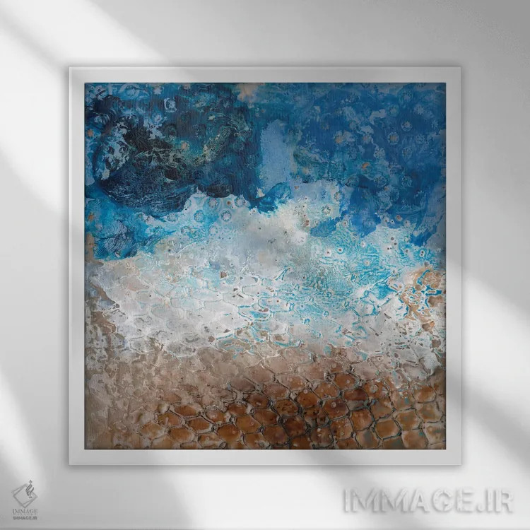 تابلو انتزاعی پره کوسه ۱ اثر آلیشیا لانگلی - نمای قابدار سفید