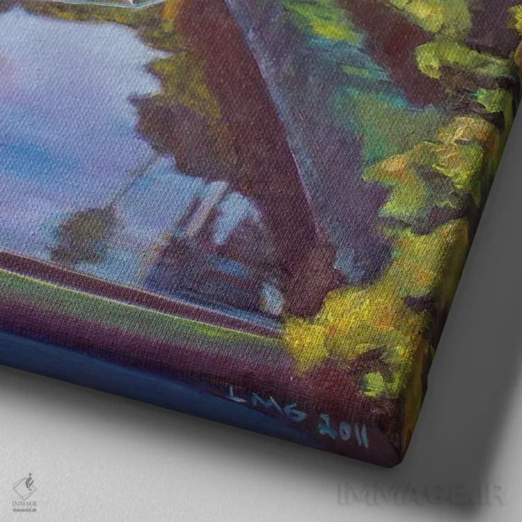 تابلو دکوراتیو شب کانال ونیز اثر لیزا گلدفارب - نمای نزدیک بافت بوم