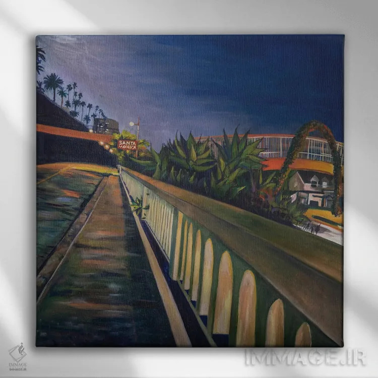 تابلو دکوراتیو شیب کالیفرنیا در شب اثر لیزا گلدفارب - نمای روبهرو روی دیوار