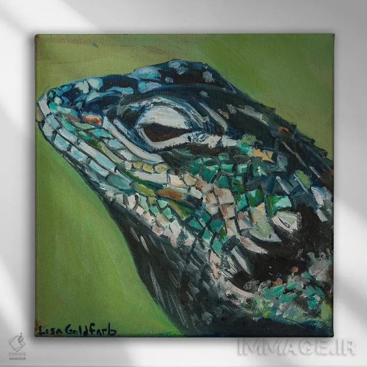 تابلو دکوراتیو پرتره مارمولک تیغ دار یارو اثر لیزا گلدفارب - نمای روبهرو روی دیوار