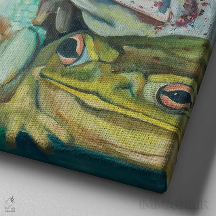 تابلو دکوراتیو تهاجم وزغ ها اثر لیزا گلدفارب - نمای نزدیک بافت بوم