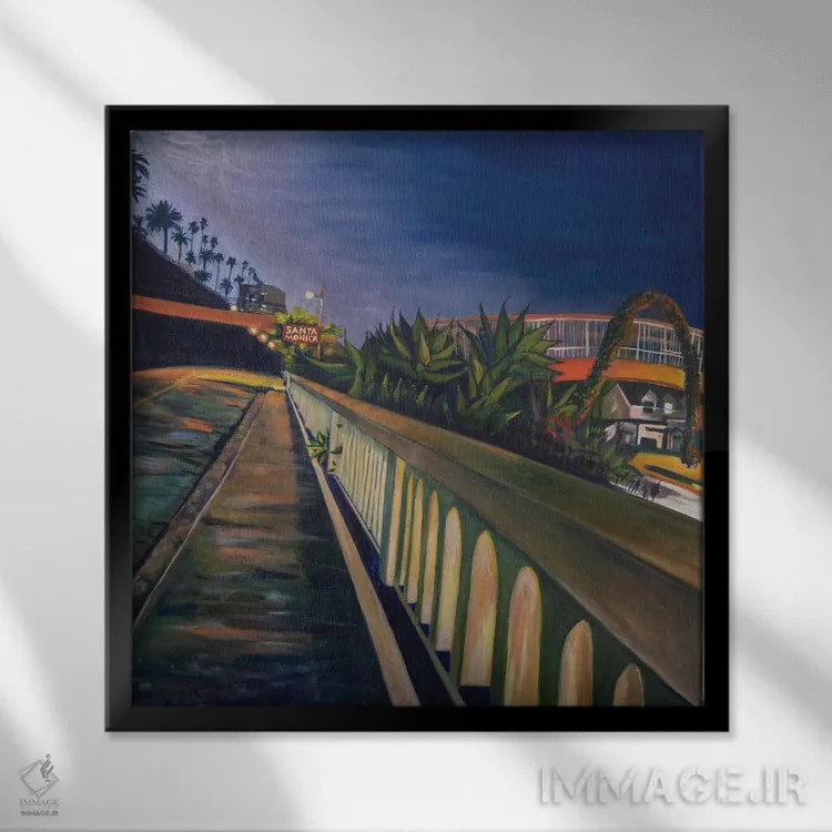 تابلو دکوراتیو شیب کالیفرنیا در شب اثر لیزا گلدفارب - نمای قابدار مشکی