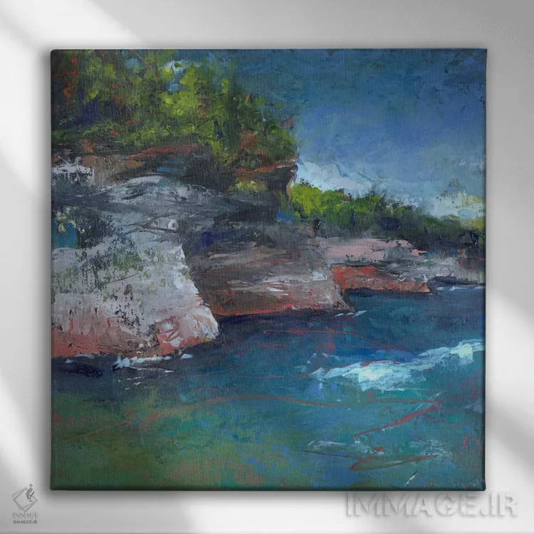 تابلو انتزاعی دریاچه میشیگان اثر لوری هاف - نمای روبهرو روی دیوار