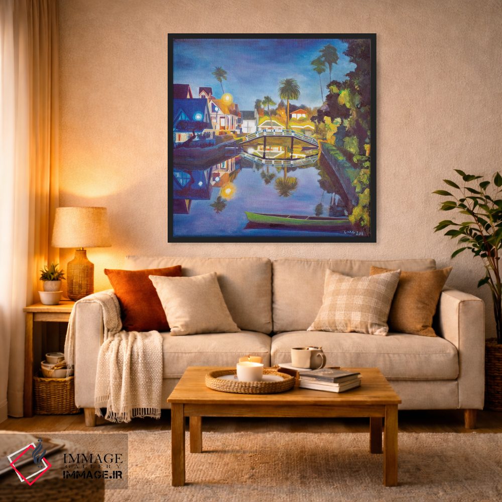 تابلو دکوراتیو شب کانال ونیز اثر لیزا گلدفارب - D2B