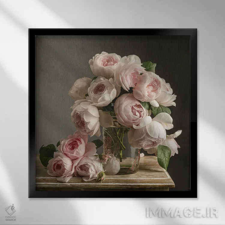 تابلو دکوراتیو سرزمین گل رز اثر لیا مک لین - نمای قابدار مشکی