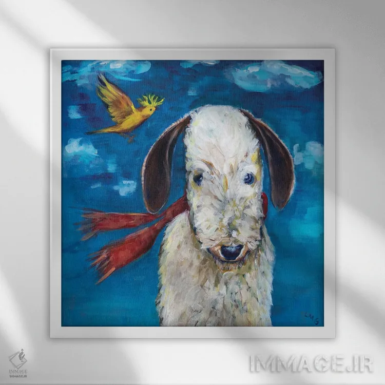 تابلو دکوراتیو اسنوپی و ووداستاک واقعی هستند اثر لیزا گلدفارب - نمای قابدار سفید