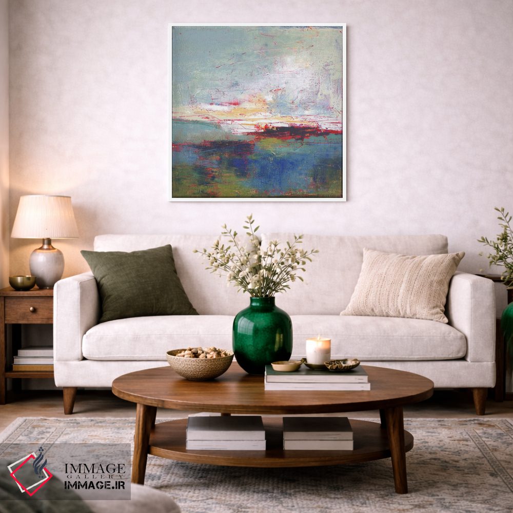 تابلو انتزاعی درخشش بلوغونه اثر لوری هاف - D2W