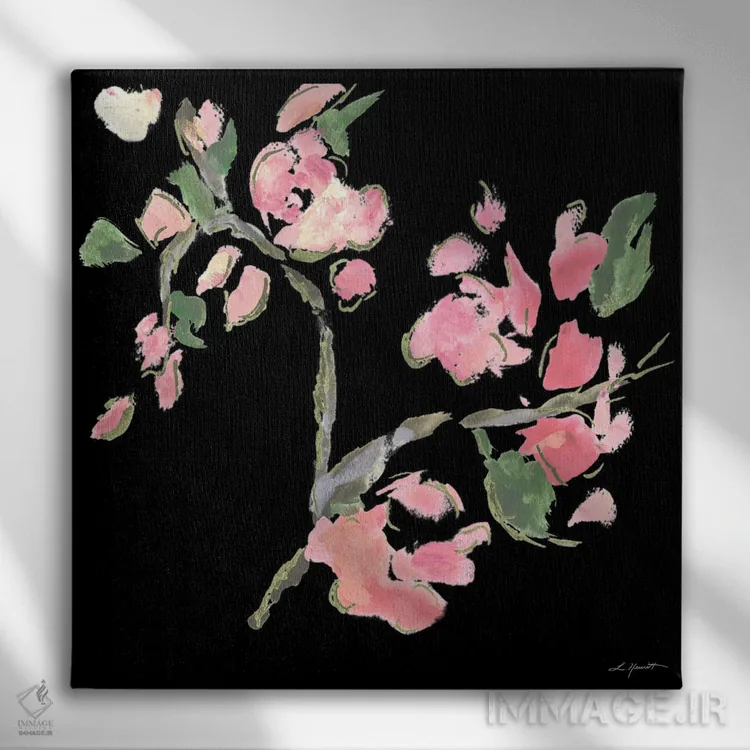 تابلو دکوراتیو گل های شبانه تیره شماره ۲ اثر ال. هیویت - نمای روبهرو روی دیوار