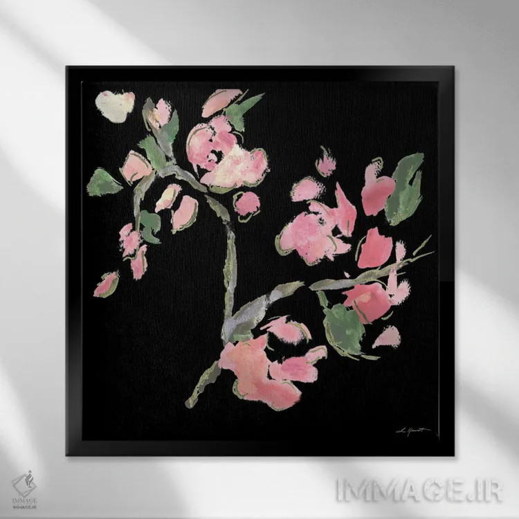 تابلو دکوراتیو گل های شبانه تیره شماره ۲ اثر ال. هیویت - نمای قابدار مشکی