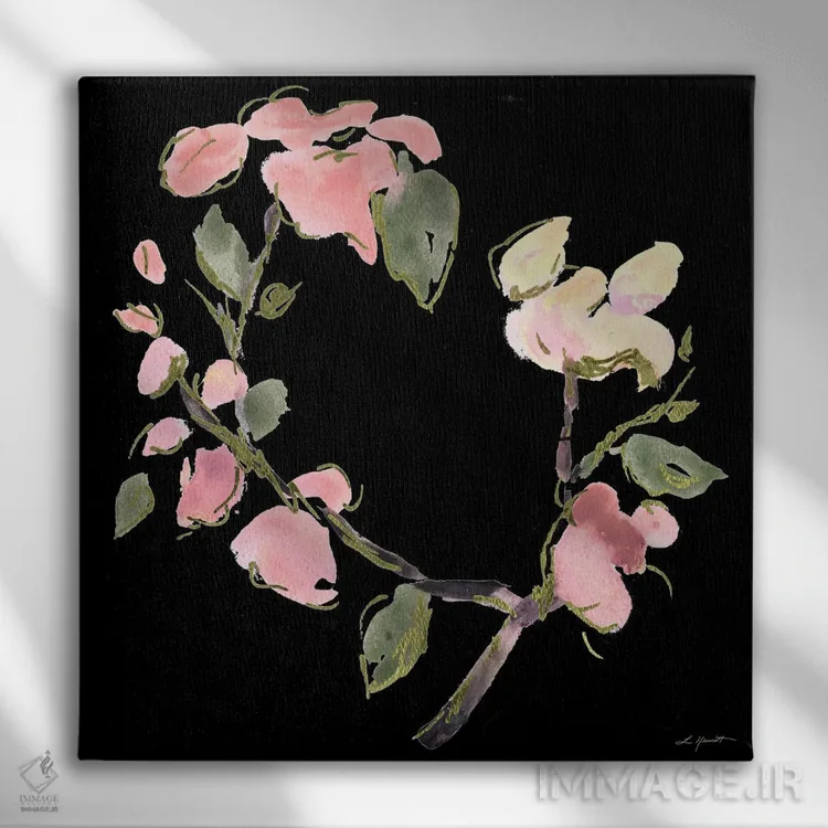 تابلو دکوراتیو گل های شبانه تیره شماره ۱ اثر ال. هیویت - نمای روبهرو روی دیوار