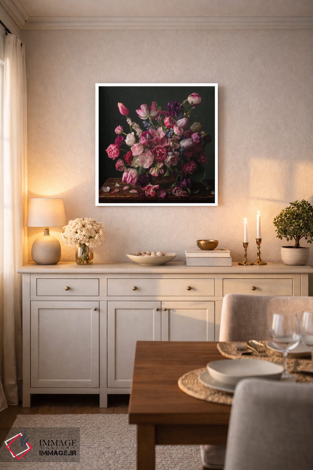 تابلو دکوراتیو شکوفه های بهاری به رنگ صورتی اثر لیا مک لین - D5W