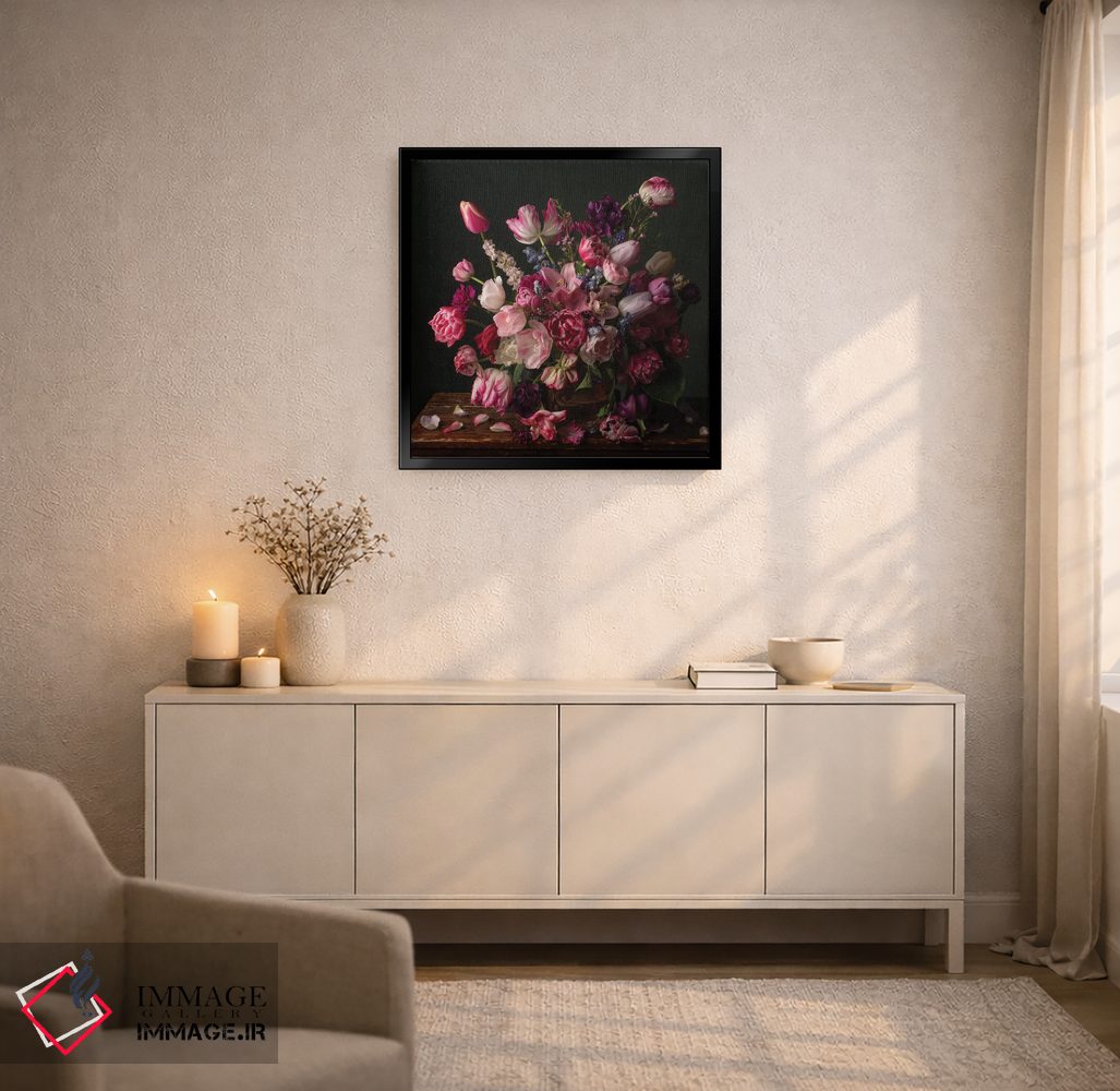 تابلو دکوراتیو شکوفه های بهاری به رنگ صورتی اثر لیا مک لین - D6B