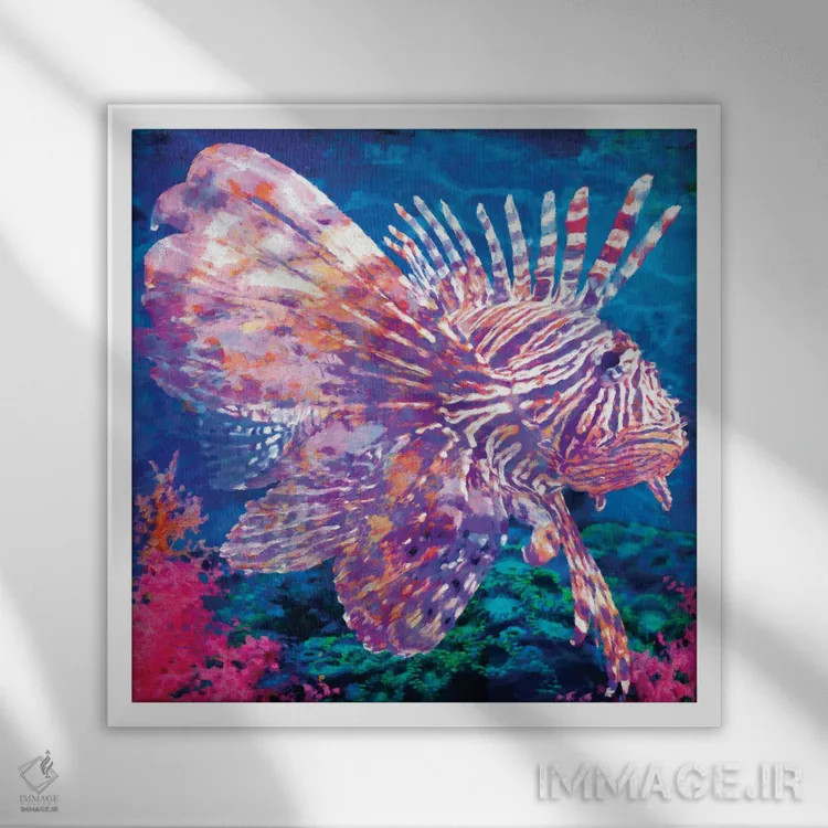 تابلو دکوراتیو ماهی شیر اثر لیزا رابینسون - نمای قابدار سفید