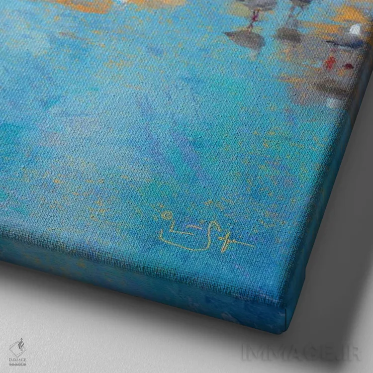 تابلو دکوراتیو مرغان دریایی کنار دریا اثر لیزا رابینسون - نمای نزدیک بافت بوم