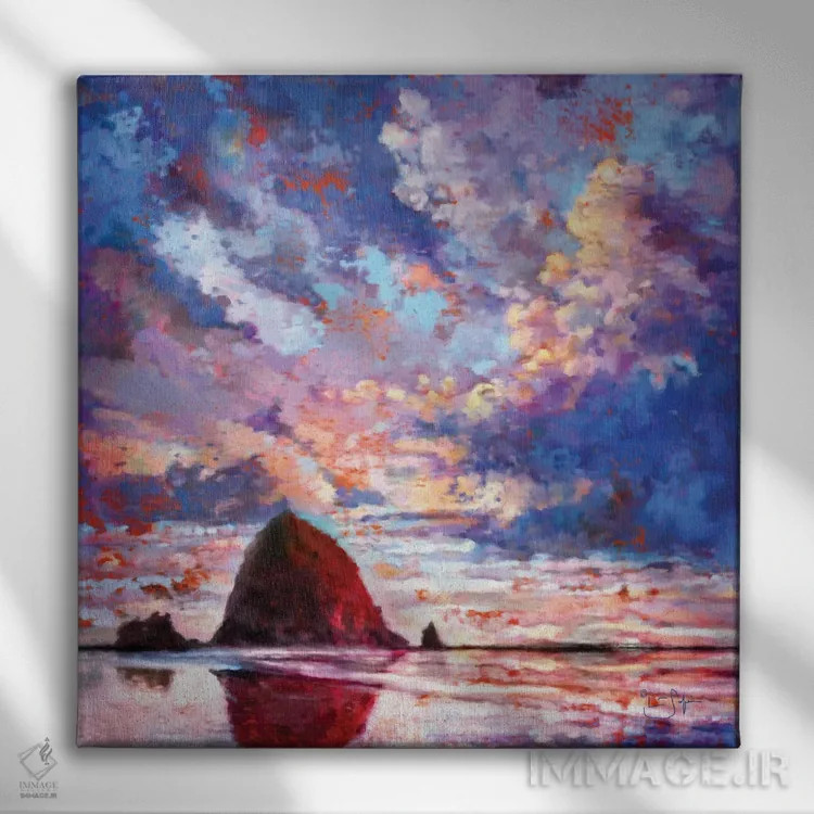 تابلو دکوراتیو کپه کاه مشتعل اثر لیزا رابینسون - نمای روبهرو روی دیوار