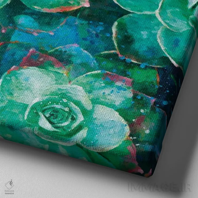 تابلو دکوراتیو گیاه گوشتی اثر لیزا رابینسون - نمای نزدیک بافت بوم