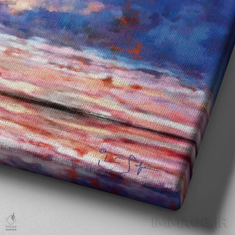 تابلو دکوراتیو کپه کاه مشتعل اثر لیزا رابینسون - نمای نزدیک بافت بوم