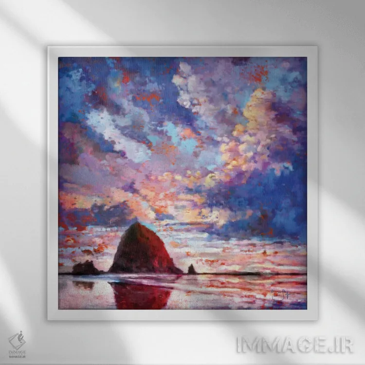 تابلو دکوراتیو کپه کاه مشتعل اثر لیزا رابینسون - نمای قابدار سفید