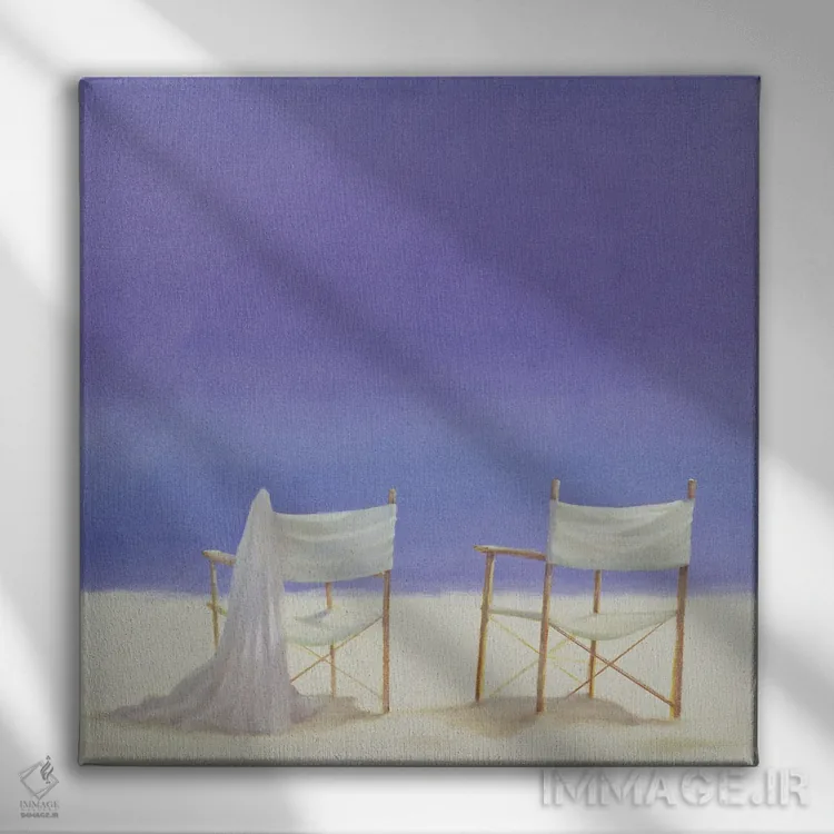 تابلو دکوراتیو 1995,صندلی ها در ساحل، ۱۹۹۵ اثر لینکلن سلیگمن - نمای روبهرو روی دیوار