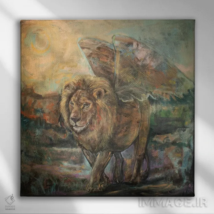 تابلو دکوراتیو فرشته قدرتمند اثر لیندا میچل - نمای روبهرو روی دیوار