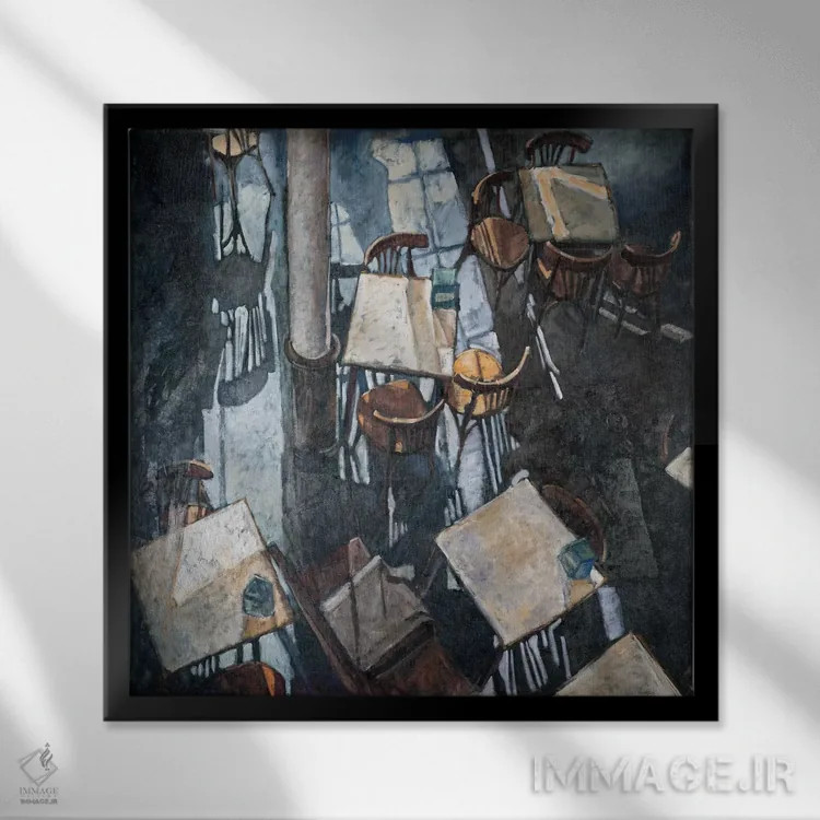 تابلو انتزاعی سایه ها در کافه زوریخ اثر آدولف یوورا - نمای قابدار مشکی