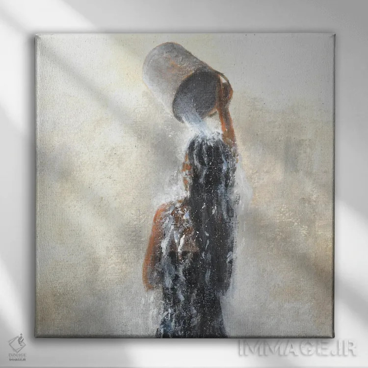 تابلو کلاسیک 2015,دختر در حال دوش گرفتن، ۲۰۱۵ اثر لینکلن سلیگمن - نمای روبهرو روی دیوار