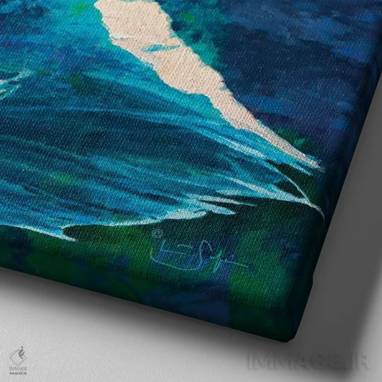 تابلو دکوراتیو رقص زیر آب اثر لیزا رابینسون - نمای نزدیک بافت بوم