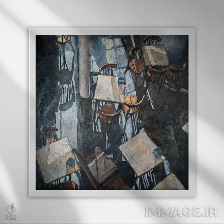 تابلو انتزاعی سایه ها در کافه زوریخ اثر آدولف یوورا - نمای قابدار سفید