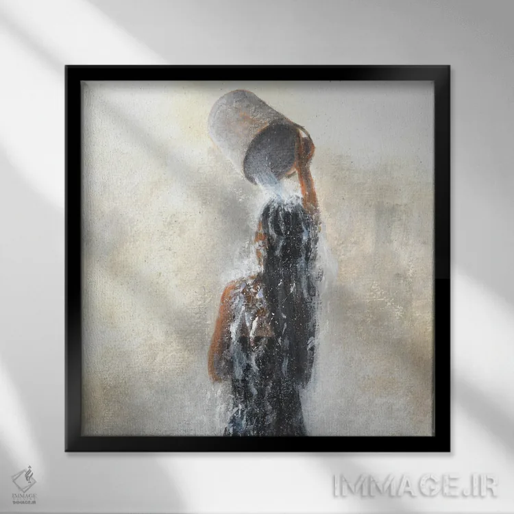 تابلو کلاسیک 2015,دختر در حال دوش گرفتن، ۲۰۱۵ اثر لینکلن سلیگمن - نمای قابدار مشکی