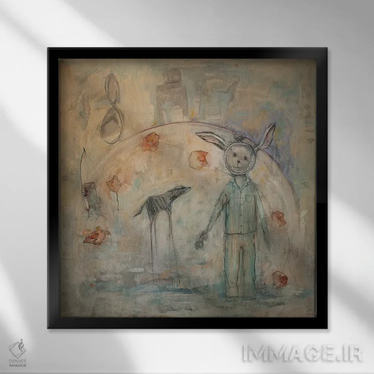 تابلو دکوراتیو زمان چیزی بود اثر لیندا میچل - نمای قابدار مشکی