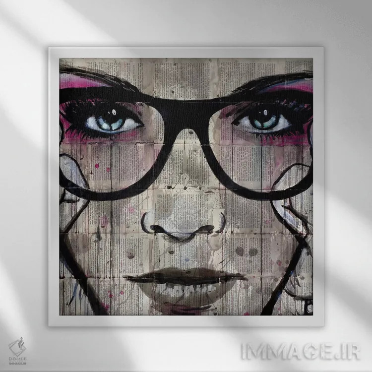 تابلو دکوراتیو عینک اثر لوی جوور - نمای قابدار سفید