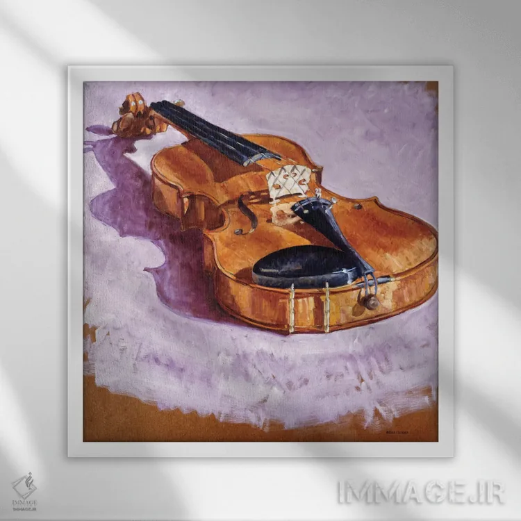 تابلو انتزاعی ویولن اثر آدولف یوورا - نمای قابدار سفید