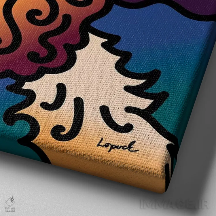 تابلو دکوراتیو نقش پیزلی اثر لیزا لوپاک - نمای نزدیک بافت بوم