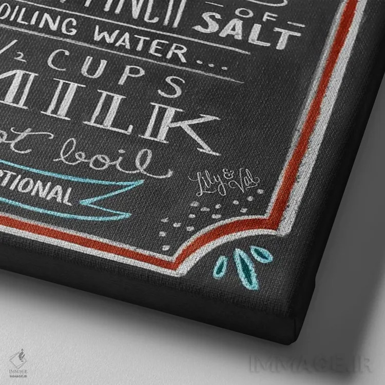 تابلو دکوراتیو دستور تهیه هات چاکلت اثر لیلی و ول - نمای نزدیک بافت بوم