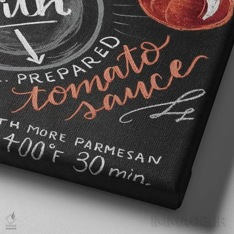 تابلو دکوراتیو دستور تهیه لازانیا اثر لیلی و ول - نمای نزدیک بافت بوم