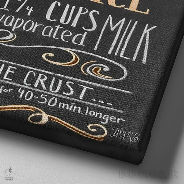 تابلو دکوراتیو دستور تهیه پای کدو حلوایی اثر لیلی و ول - نمای نزدیک بافت بوم