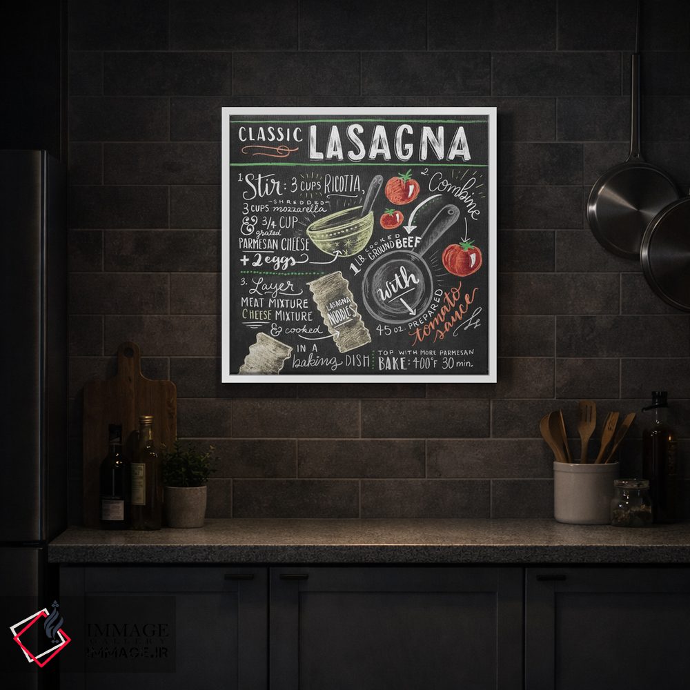 تابلو دکوراتیو دستور تهیه لازانیا اثر لیلی و ول - D3W