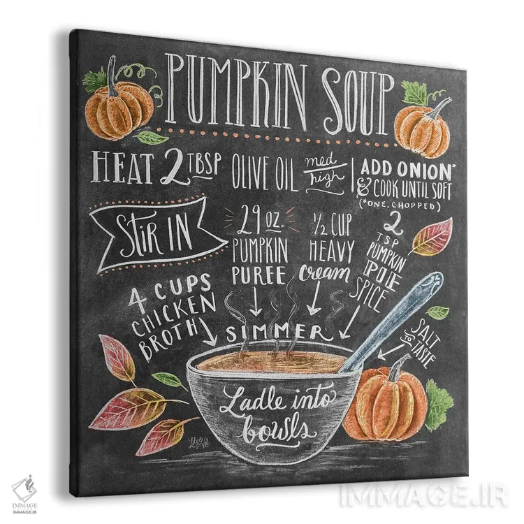 تابلو دکوراتیو دستور تهیه سوپ کدو حلوایی اثر لیلی و ول - نمای پرسپکتیو محصول