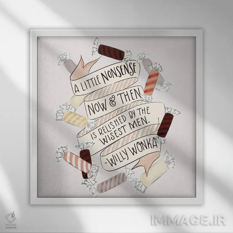 تابلو دکوراتیو کمی آشپزی بامزه و بی دلیل اثر لیلی و ول - نمای قابدار سفید