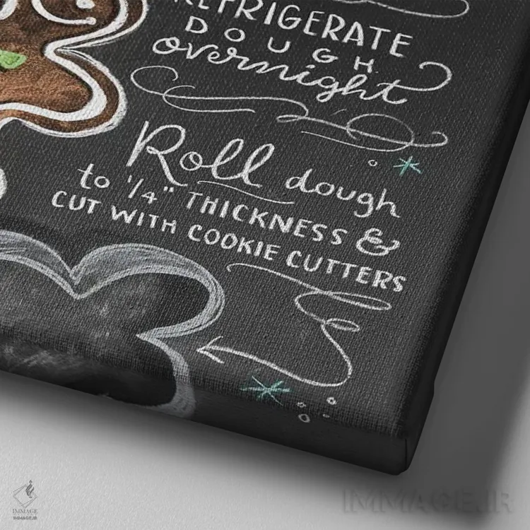 تابلو دکوراتیو دستور تهیه کلوچه زنجبیلی اثر لیلی و ول - نمای نزدیک بافت بوم