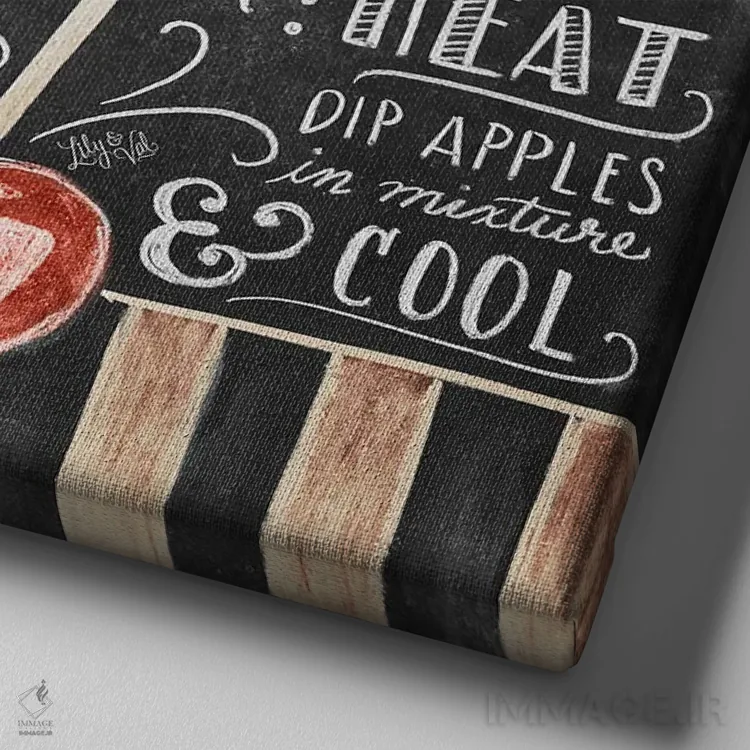 تابلو دکوراتیو دستور تهیه سیب آبنباتی اثر لیلی و ول - نمای نزدیک بافت بوم